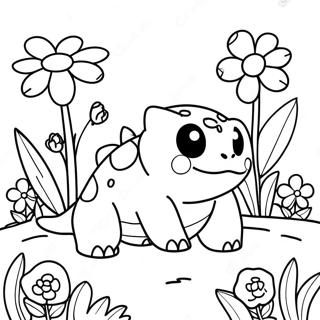 Bulbasaur I En Blommig Tradgard Farglaggningssida 38407-31925