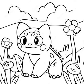 Bulbasaur I En Blommig Tradgard Farglaggningssida 38407-31926