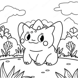 Bulbasaur I En Blommig Tradgard Farglaggningssida 38407-31927