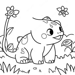 Bulbasaur I En Blommig Tradgard Farglaggningssida 38407-31928