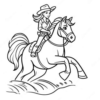 Realistisk Cowgirl Som Rider Pa Hast Malarbild 38726-32190