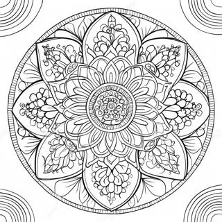 Svar Blomster Mandala Malarbild 39717-32954