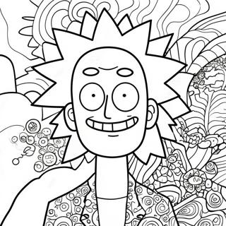 Rick Sanchez Med Psykedeliska Monster Farglaggningssida 40138-33297