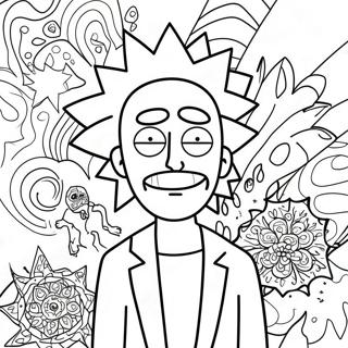 Rick Sanchez Med Psykedeliska Monster Farglaggningssida 40138-33298