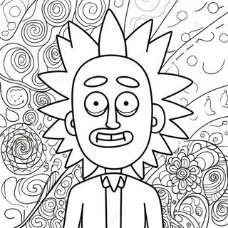 Rick Sanchez Med Psykedeliska Monster Farglaggningssida 40138-33299