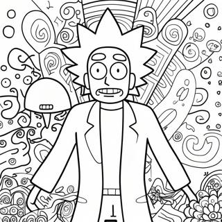 Rick Sanchez Med Psykedeliska Monster Farglaggningssida 40138-33300