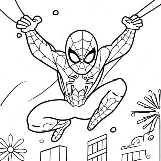 Spider Man Svingar Genom Snoflingor Malarbild 40729-33737