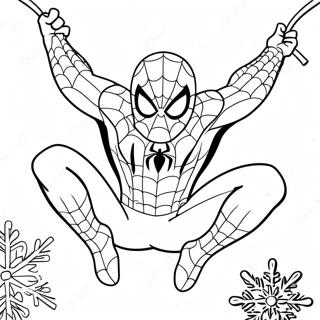 Spider Man Svingar Genom Snoflingor Malarbild 40729-33738