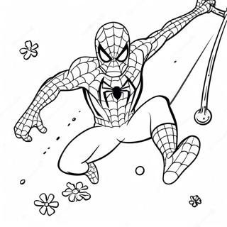 Spider Man Svingar Genom Snoflingor Malarbild 40729-33739