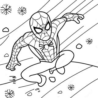 Spider Man Svingar Genom Snoflingor Malarbild 40729-33740