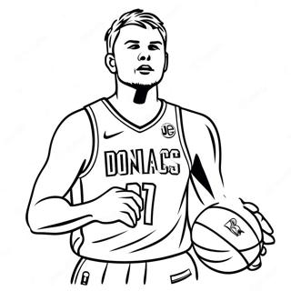 Luka Doncic Dribblar Basket Malarbild 40969-33940