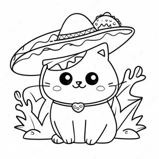 Rolig Taco Katt Med Sombrero Malarbild 43042-35839