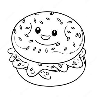 Sot Bagel Med Leende Ansikte Farglaggningssida 43583-36266