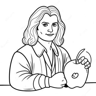 Farglaggningssida Med Isaac Newton Och Apple 45864-38082