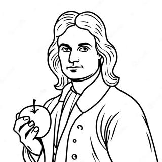 Farglaggningssida Med Isaac Newton Och Apple 45864-38084