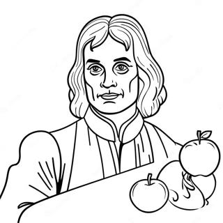 Farglaggningssida Med Isaac Newton Och Apple 45864-38223