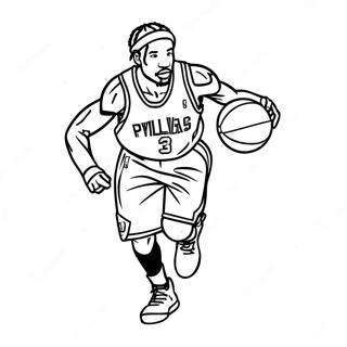 Allen Iverson Dribbling Malarbild 45984-38305