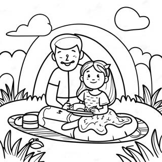 Rolig Pappa Och Dotter Picknick Malarbok 47575-39565