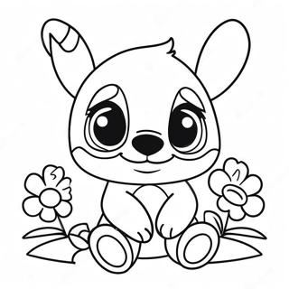 Bedarande Baby Stitch Med Blommor Malarbild 47745-39701