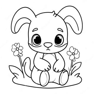 Bedarande Baby Stitch Med Blommor Malarbild 47745-39703