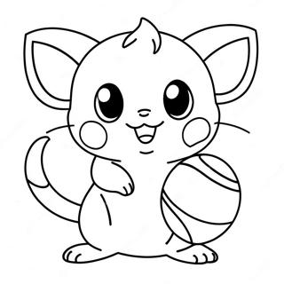 Sot Raichu Som Leker Med Boll Malarbild 4872-3919