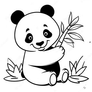 Sot Panda Som Leker Med Bambu Malarbild 48875-40598