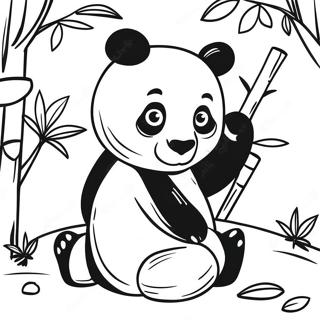 Sot Panda Som Leker Med Bambu Malarbild 48875-40599