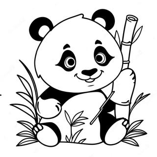 Sot Panda Som Leker Med Bambu Malarbild 48875-40600