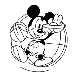 Mickey Mouse Dunkar En Basketboll Malarbild 49355-40989