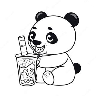 Panda Som Dricker Boba Malarbild 50384-42012