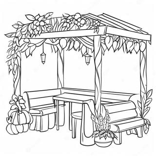 Fargglad Sukkah Med Dekorationer Farglaggningssida 50875-42389