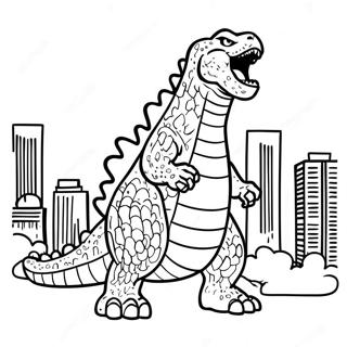 Godzilla Som Ryter I Staden Malarbild 51665-43027