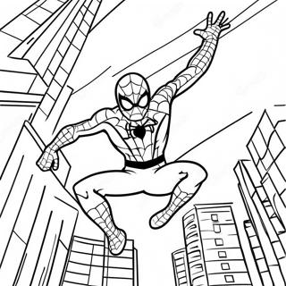 Spider Man Svingande Genom Staden Malarbok 5253-4216