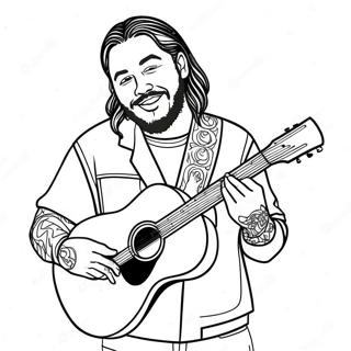 Post Malone Med Gitarr Malarbild 53839-44881