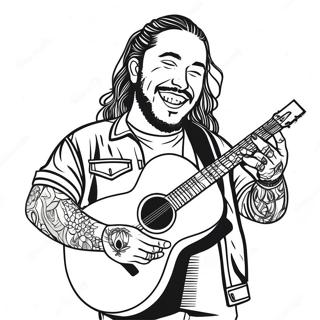 Post Malone Med Gitarr Malarbild 53839-44884