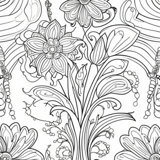 Art Nouveau Blommonster Farglaggningssida 53938-44954