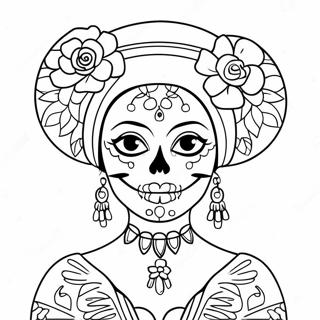 Elegant Catrina Med Blommor Malarbild 54311-45225