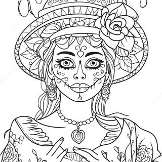 Elegant Catrina Med Blommor Malarbild 54311-45226