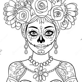 Elegant Catrina Med Blommor Malarbild 54311-45227