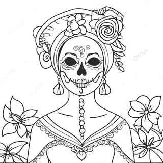 Elegant Catrina Med Blommor Malarbild 54311-45228