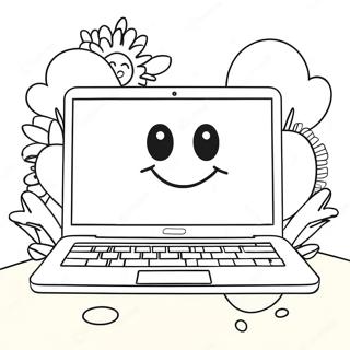 Sot Laptop Med Smiley Ansikte Farglaggningssida 54412-45301