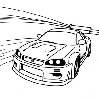 Nissan Skyline Gtr R34 Racing Action Malarbild 55502-46170