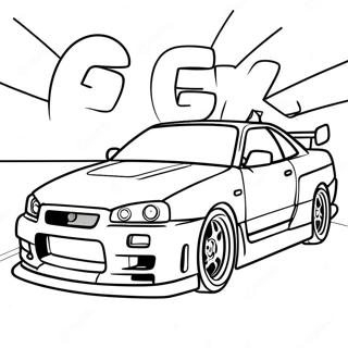 Nissan Skyline Gtr R34 Racing Action Malarbild 55502-46171