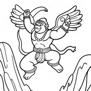 Hanuman Flyger Med Ett Berg Malarbild 56012-46584