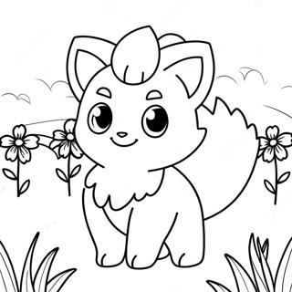 Sot Vulpix I En Blomsterang Malarbild 56252-46763