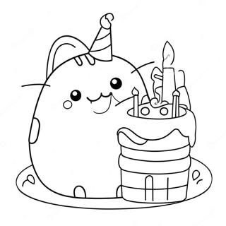 Pusheen Med Fodelsedagstarta Malarbild 59317-49242