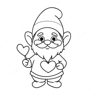 Sot Valentin Gnome Med Hjarta Farglaggningssida 5955-4760