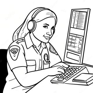 Upptagen 911 Operator Pa Jobbet Farglaggningssida 60347-50070