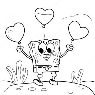 Farglaggningssida Med Spongebob Och Hjartformade Ballonger 61087-50658