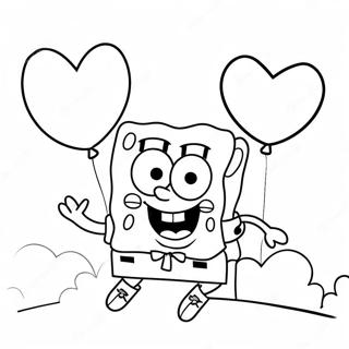 Farglaggningssida Med Spongebob Och Hjartformade Ballonger 61087-50660